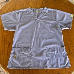 WonderWink Gray 4 Pockets V neck Scrub Top